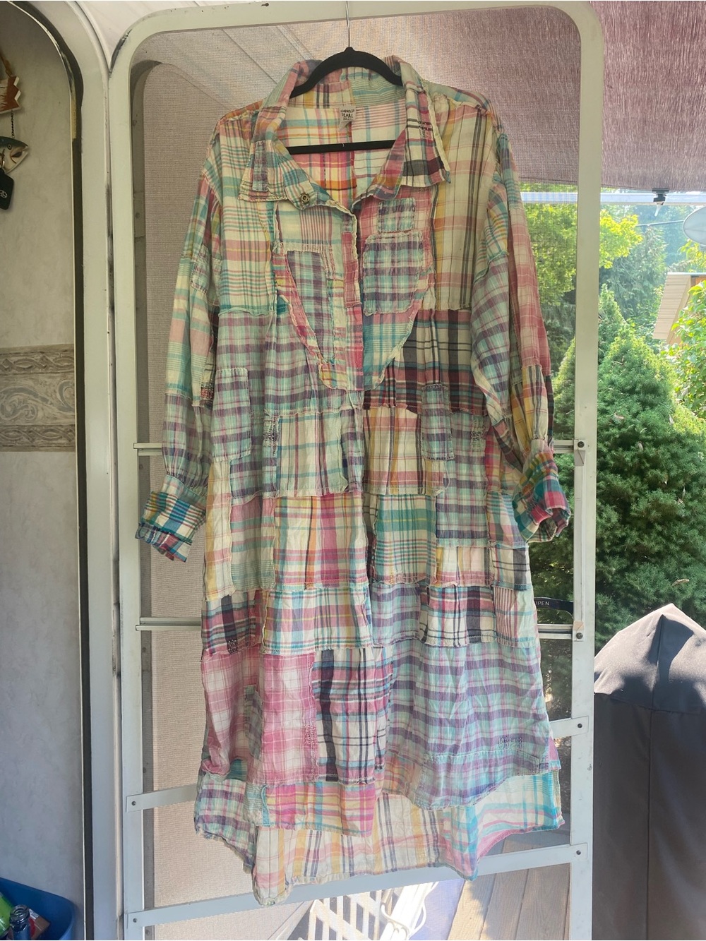 Magnolia Pearl Pastel Plaid Cotton Maxi Dress/top - Picture 12 of 16